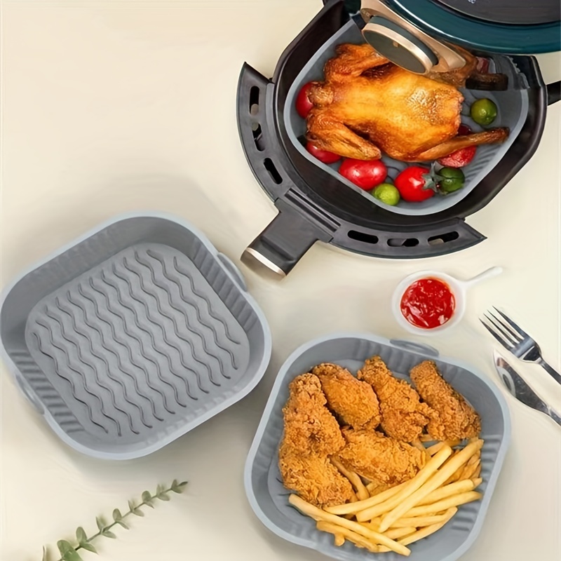 High Temperature Resistant Silicone Air Fryer Baking Pan Mat - Reusable,  Non-stick, Washable, And Ideal For Baking And Cooking - Temu
