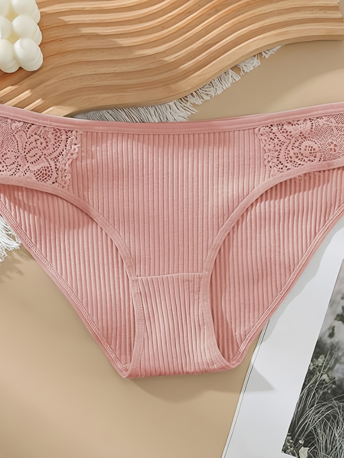 3Pcs Women's Underwear Panties Sexy Lace Thin Cotton Briefs Grils