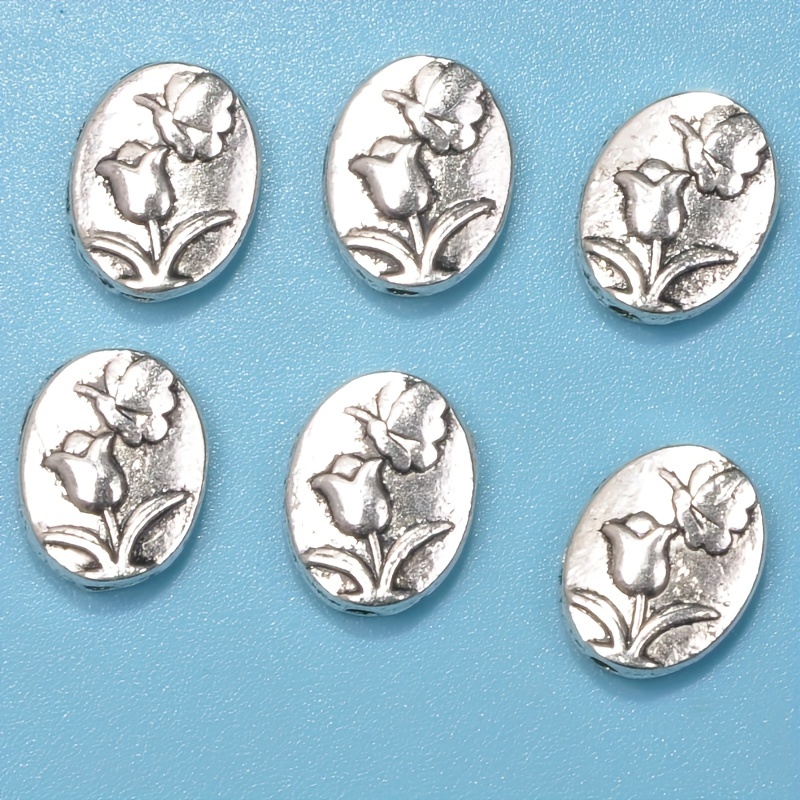 Antique Silver Plated Flower Charms Pendants For Jewelry - Temu