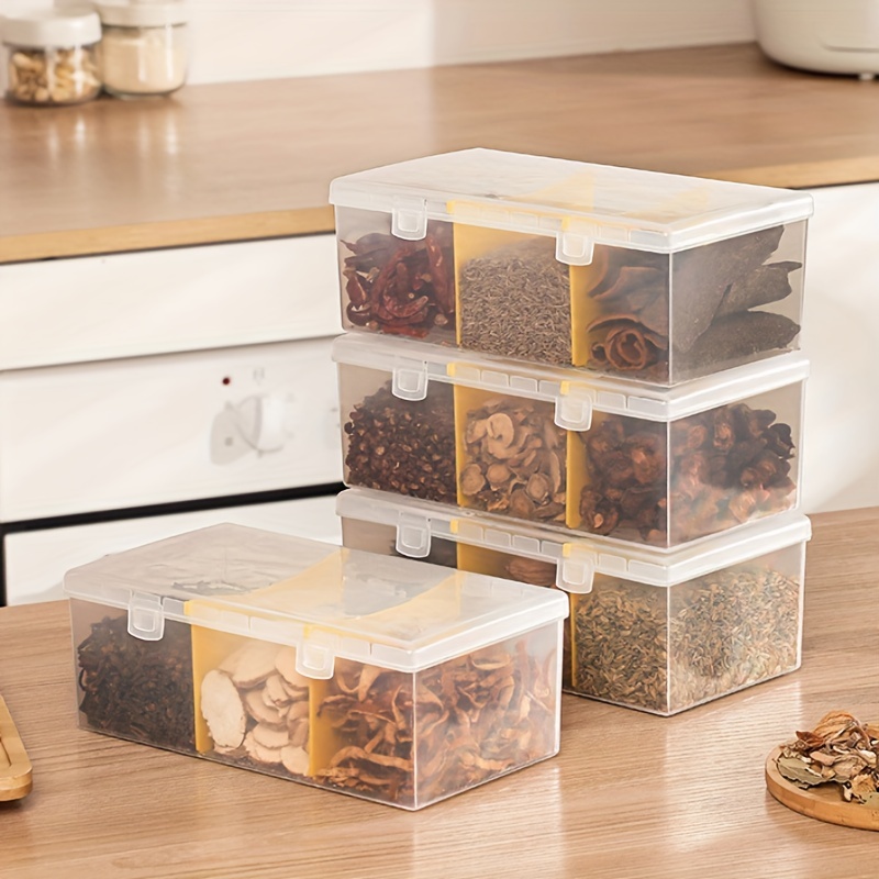 Transparent Spice Box 5 Compartments Spice Jars Flip Empty Spice Dispensers  Spice Container with Lid Compartment