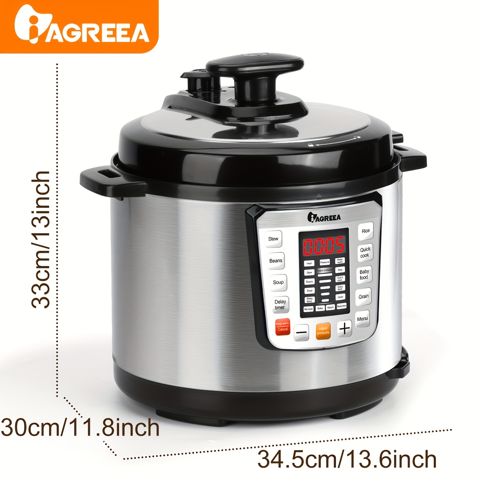 LIVINGbasics Autocuiseur électrique de 6 litres, autocuiseur multifonction  18 en 1, récipient intérieur en acier inoxydable, cuiseur à riz à la  vapeur, sauté, yaourtière : : Maison