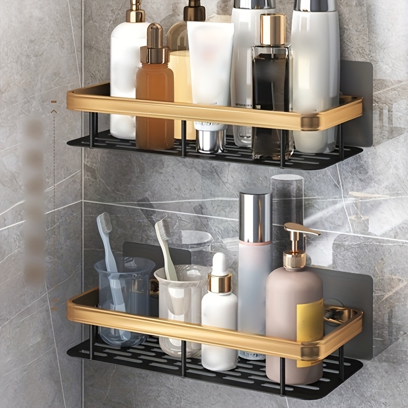 Wall Mounted Bathroom Storage Rack, Punch-free Bathroom Hanging Shelf, Bathroom  Caddy Organizer, Shower Caddy Basket, Shampoo Shower Gel Holder Organizer,  Bathroom Accessories - Temu