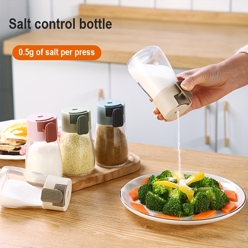Quantitative Salt Shaker With Press Design, Kitchen Seasoning Jar