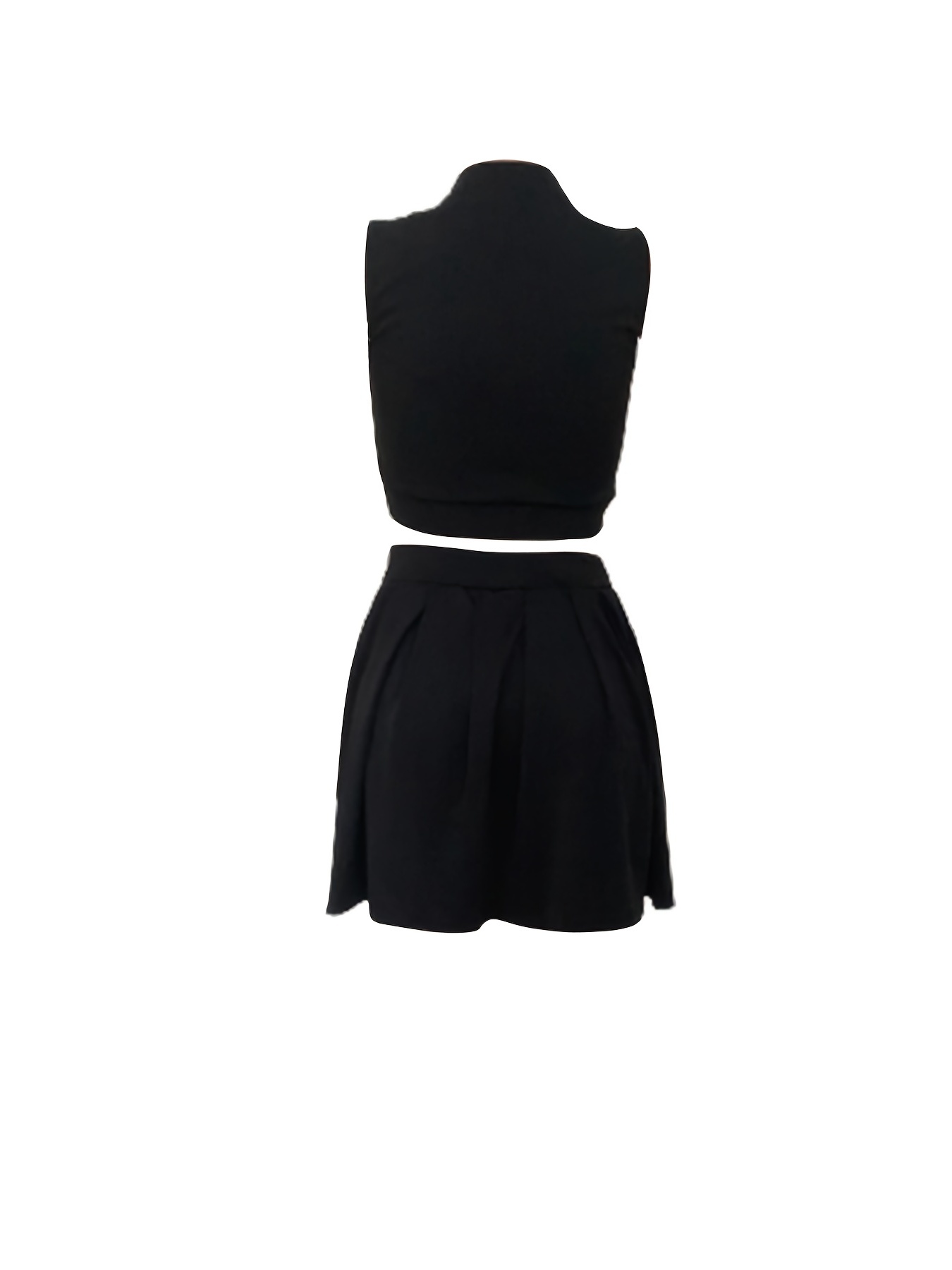Mock Neck Crop Tank Top & High Waist Skirt Set