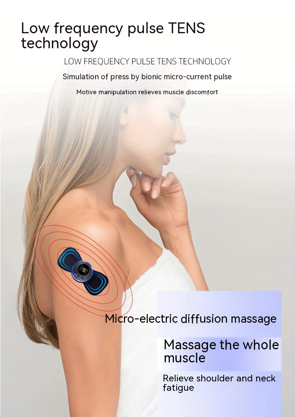 Rechargeable Electric Pulse Neck Massager Ems Cervical Massage Patch Neck  Back Muscle Stimulator Tens Relief Pain Neck Release