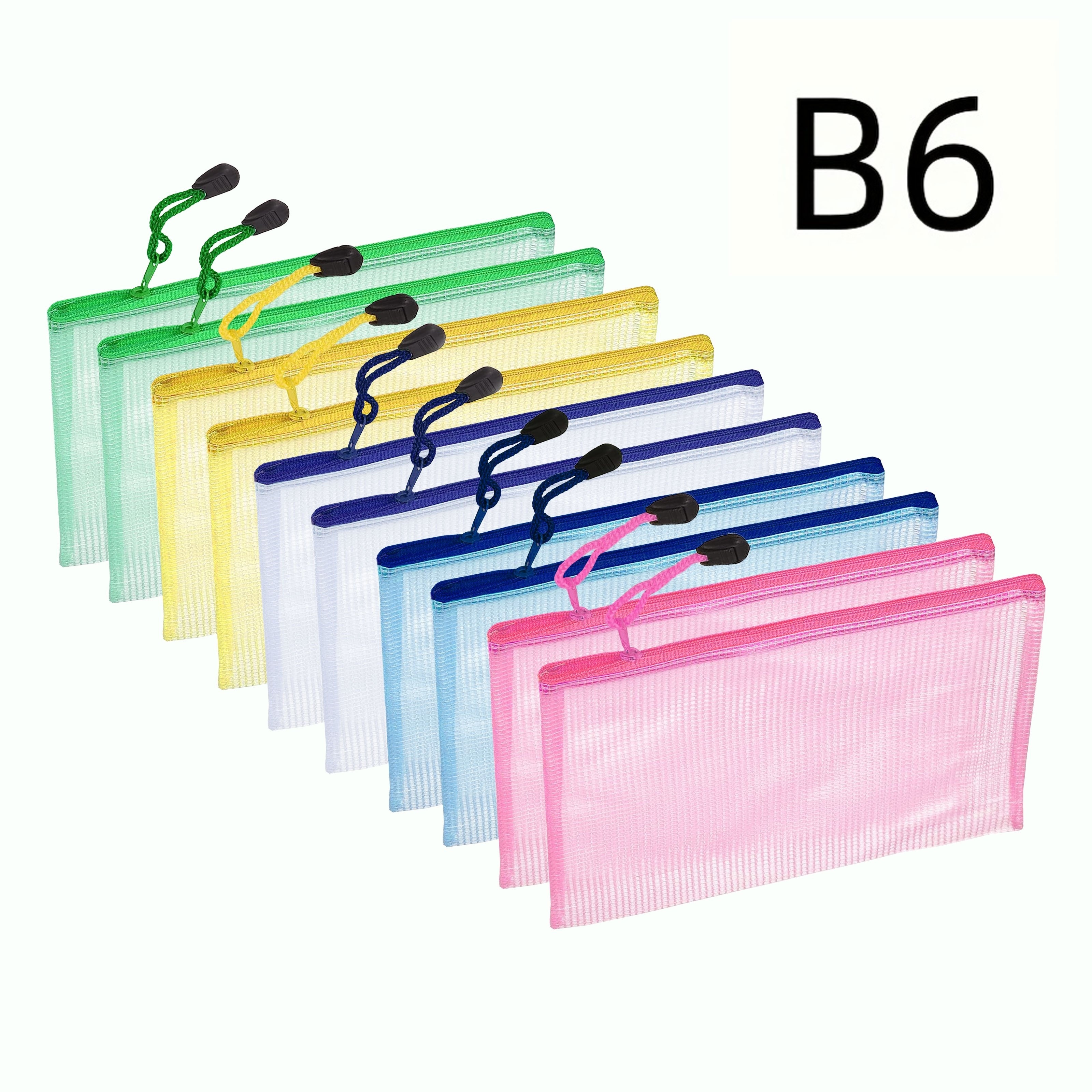 

10pcs, Multi-color B6 Waterproof And Tear Resistant Plastic Zipper Pen Case, Pocket Travel Bag