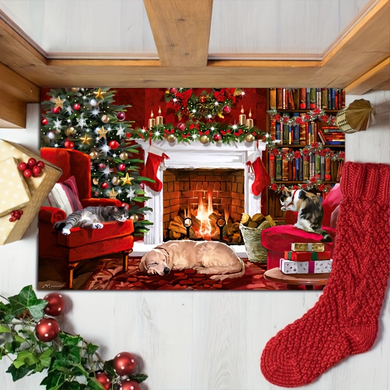 Alfombra roja de Navidad de 2 x 3 pies, moderna para sala de estar y  dormitorio, alfombra de cocina, tapete de baño para porche delantero,  tapete de