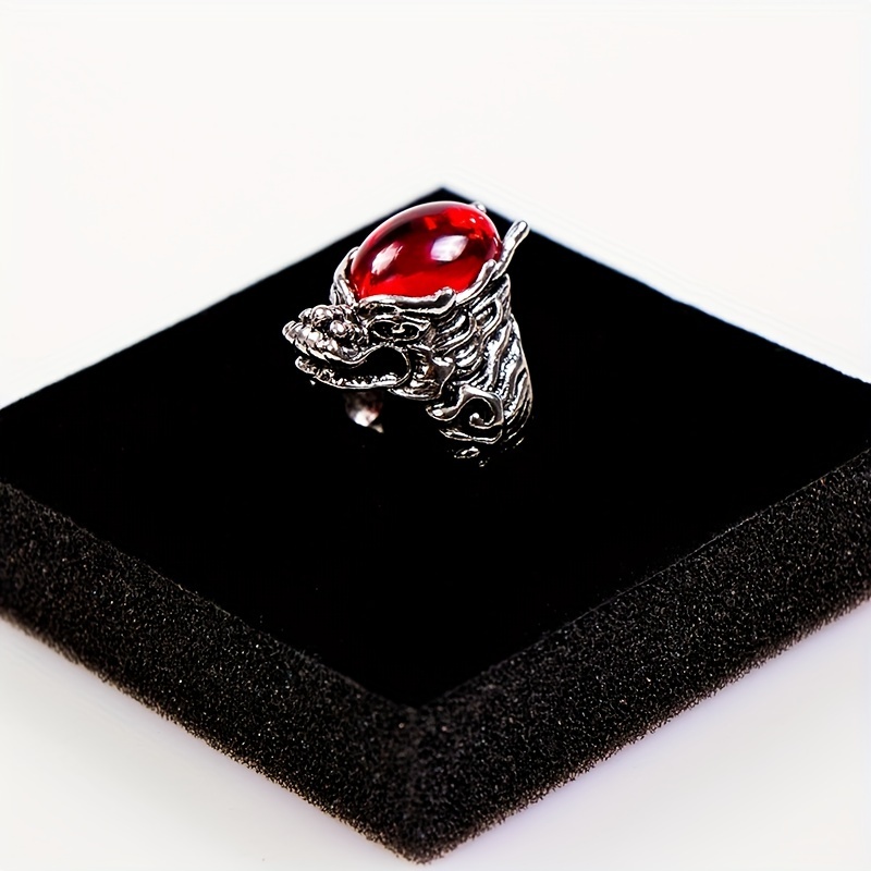 Men's Gemstone Dragon Head Ring