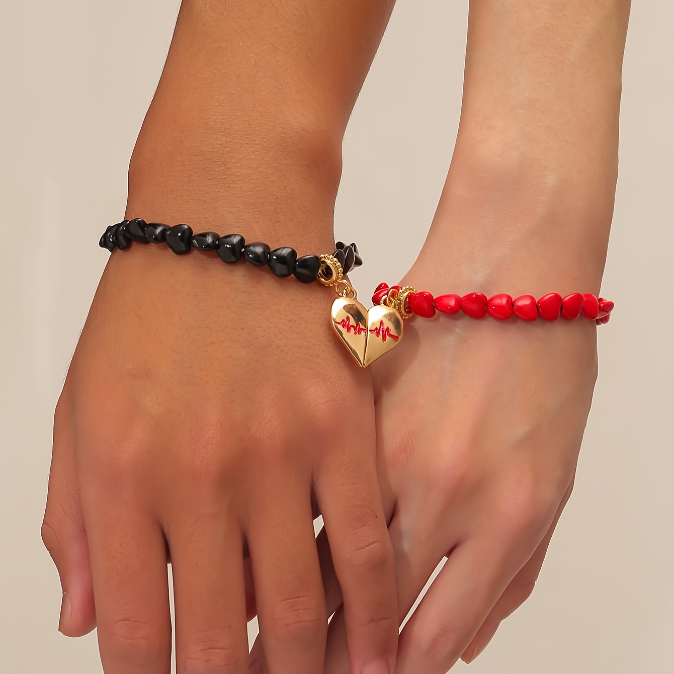 2pcs Magnetic Heart Couple Bracelets Set