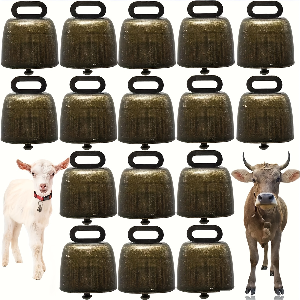 6 Pcs Metal Cow, Cowbell Retro for Horse Sheep Grazing Copper, Cow Bells  Noise Makers 
