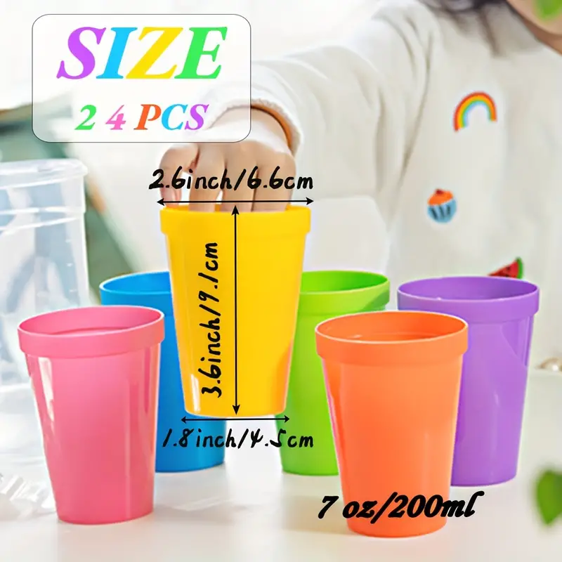 7 Ounce Kids Cups, 6 Assorted Colors Plastic Cups,children Drinking Cups -  Temu