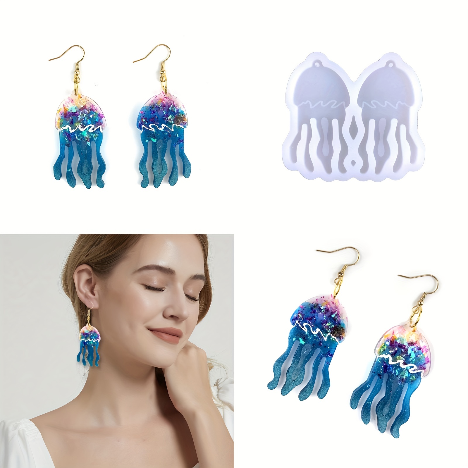 4 Shapes Silicone Resin Earrings Molds