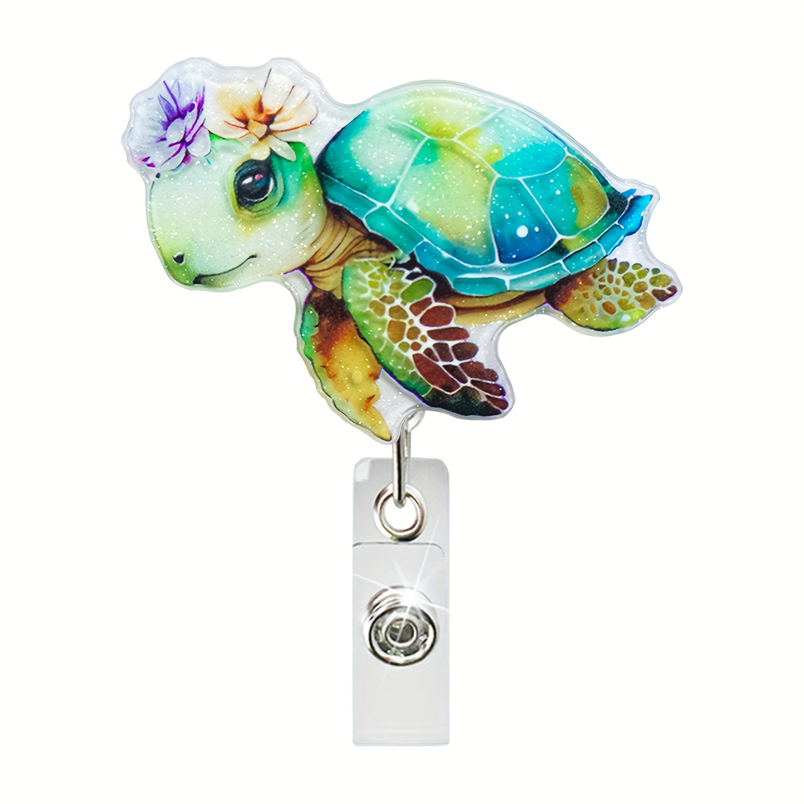 Turtle ID Badge Holder, Baby Turtle ID Badge Holder, Reptile Badge Reel,  Cute Badge Reel With Clip, Felt Embroidered ID Badge 