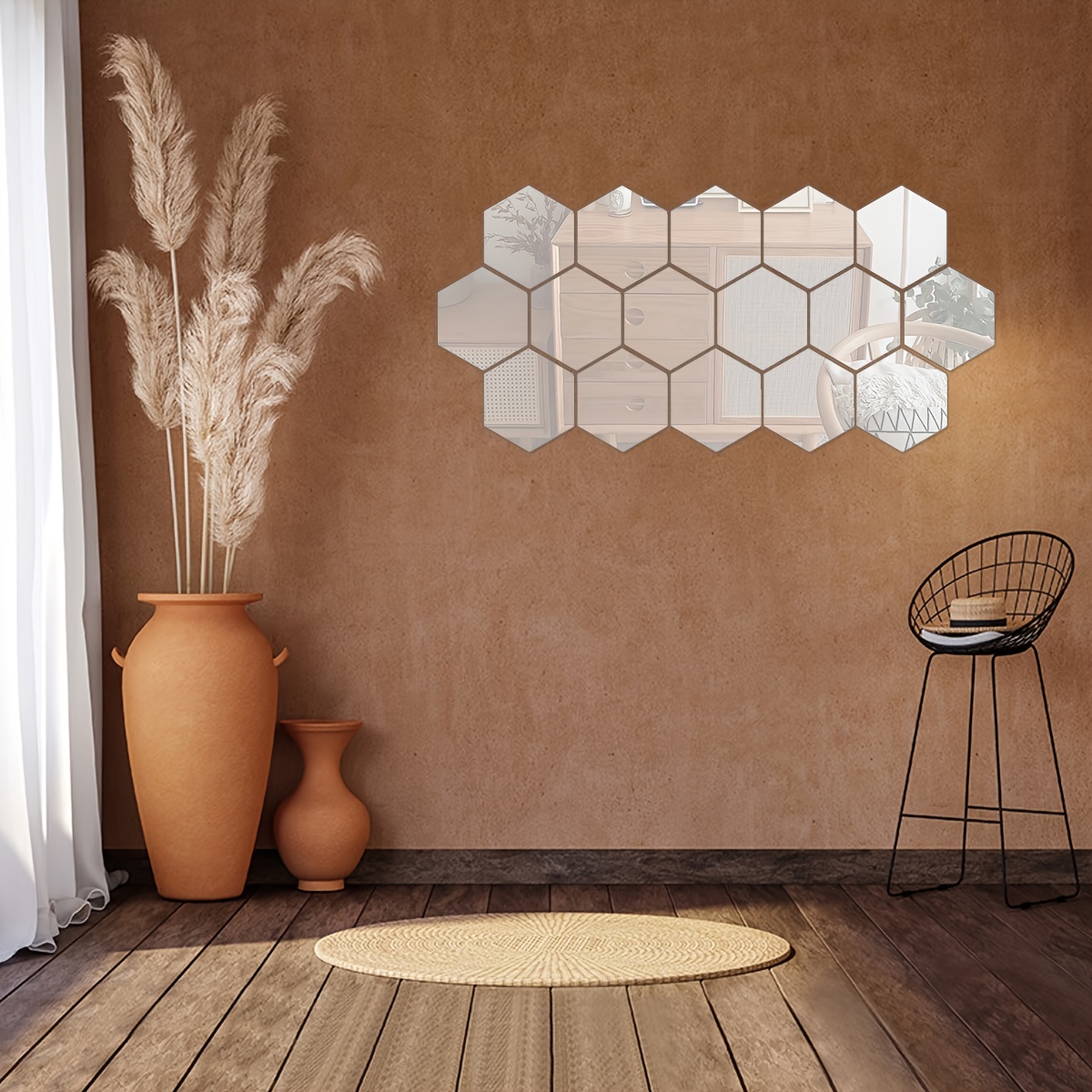 Hexagonal Mirror Wall Stickers Three dimensional Acrylic - Temu