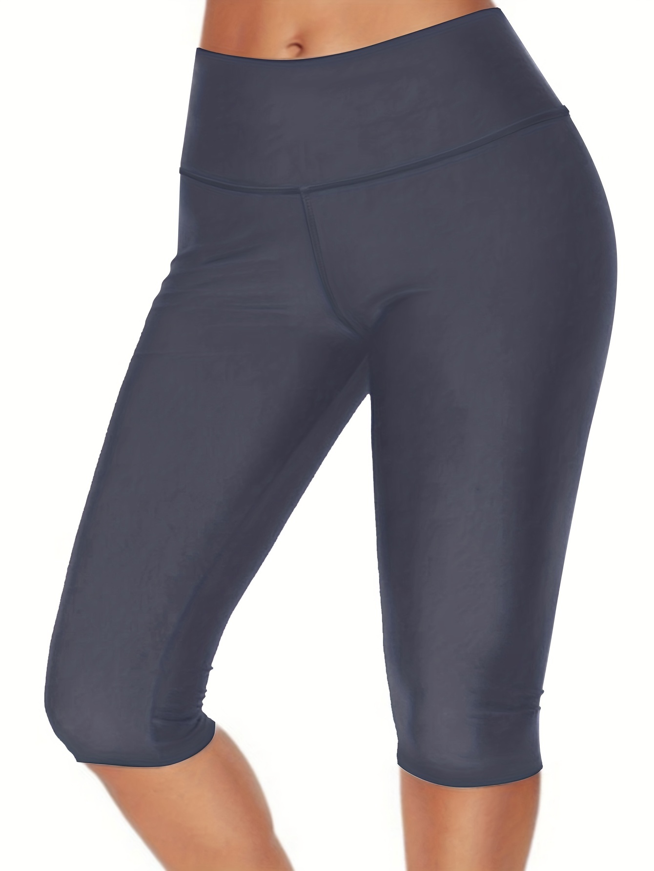 Solid Color Seamless Sports Capri Leggings Butt Lifting - Temu