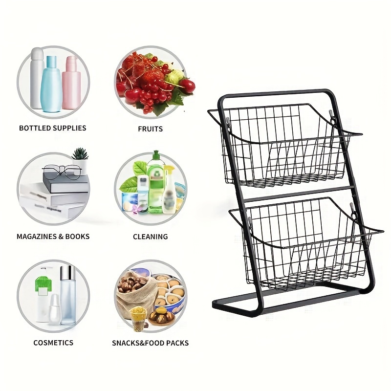 Vegetable Storage Rack Fruit Basket Cart Organizer Holder Rolling Kitchen  Metal