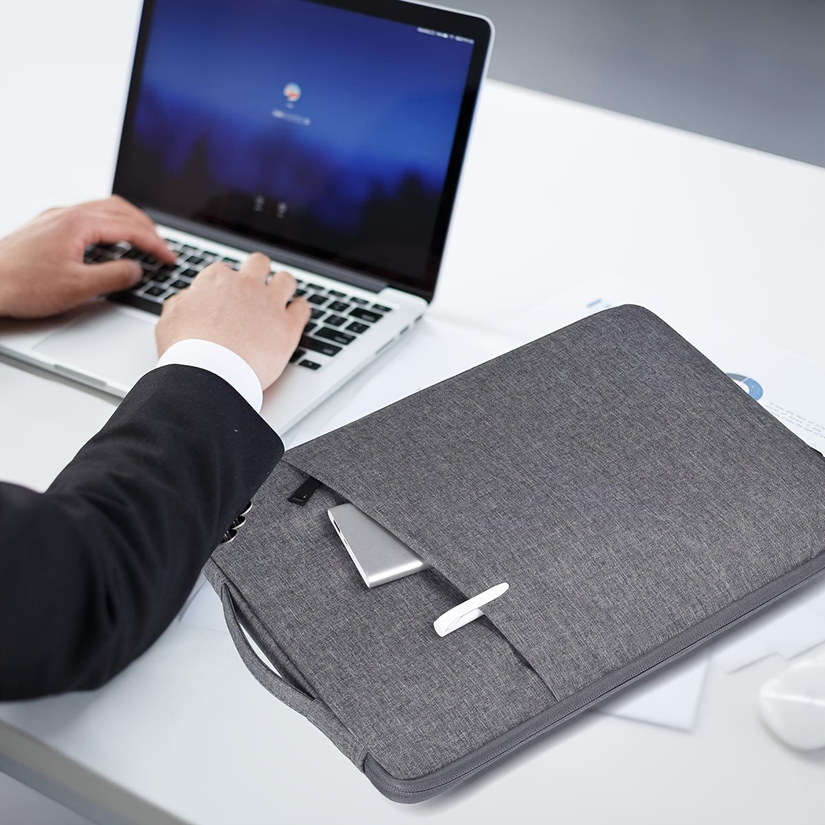  Voova Funda para portátil de 14 15 15.6 pulgadas, funda  protectora de 360° para computadora compatible con MacBook Pro 15 16,  Surface Book 3/2, HP Acer Asus Chromebook con organizadores, impermeable,  gris : Electrónica