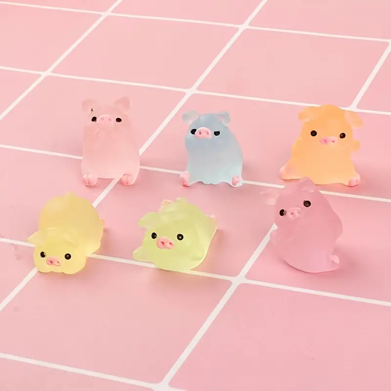 30pcs Mini Resin Luminous Pigs - Perfect for DIY Christmas Decorations,  Birthday Parties, Slime Amulets & More!