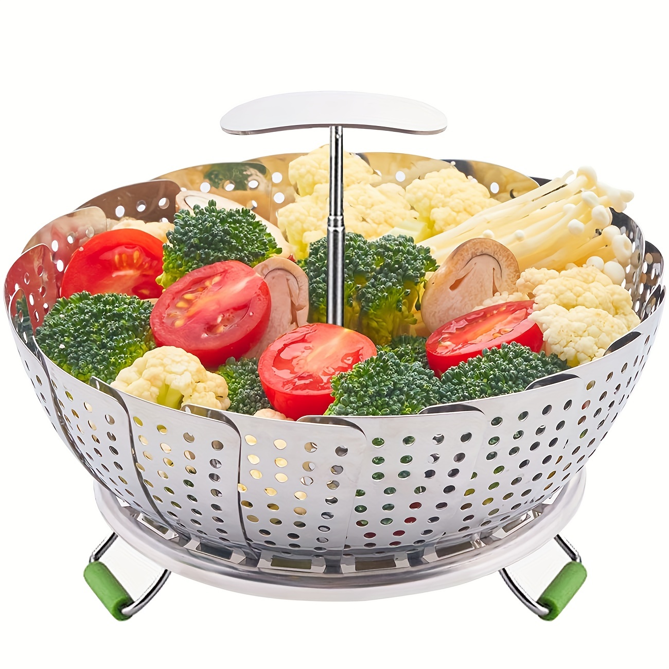 Folding Veggie Vegetable Steamer Basket,Stainless Steel Steamer