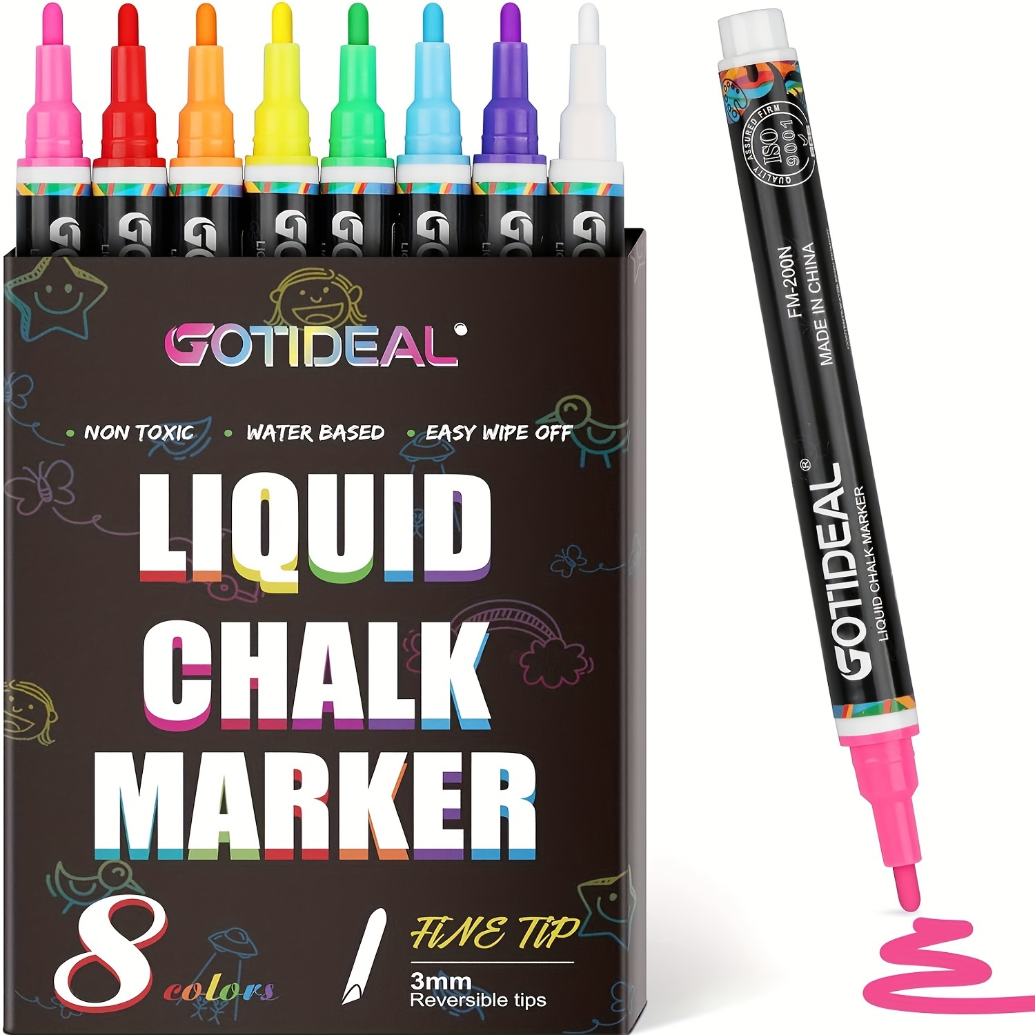 8pcs Chalk Markers, Extra Fine Tip Liquid Chalk Pens, Dry Erase Marker Pens  For Blackboard, Chalkboards, Windows, Glass, Cars, Signs, Contact Paper,  Stickers, Whiteboards, Plastic, Metal