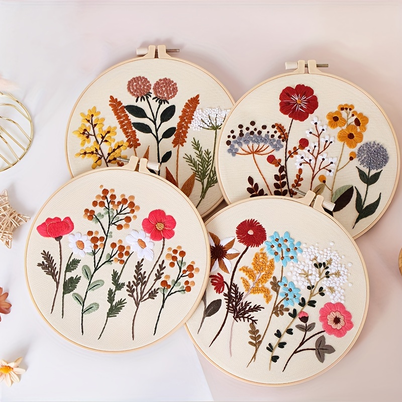 Simple Diy Floral Embroidery Kit Handmade Embroidery - Temu