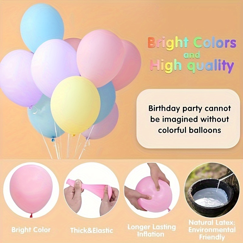 100 Colorful Balloons 12-inch Rainbow Latex Balloons, Party Decoration  Mixed Color Bright