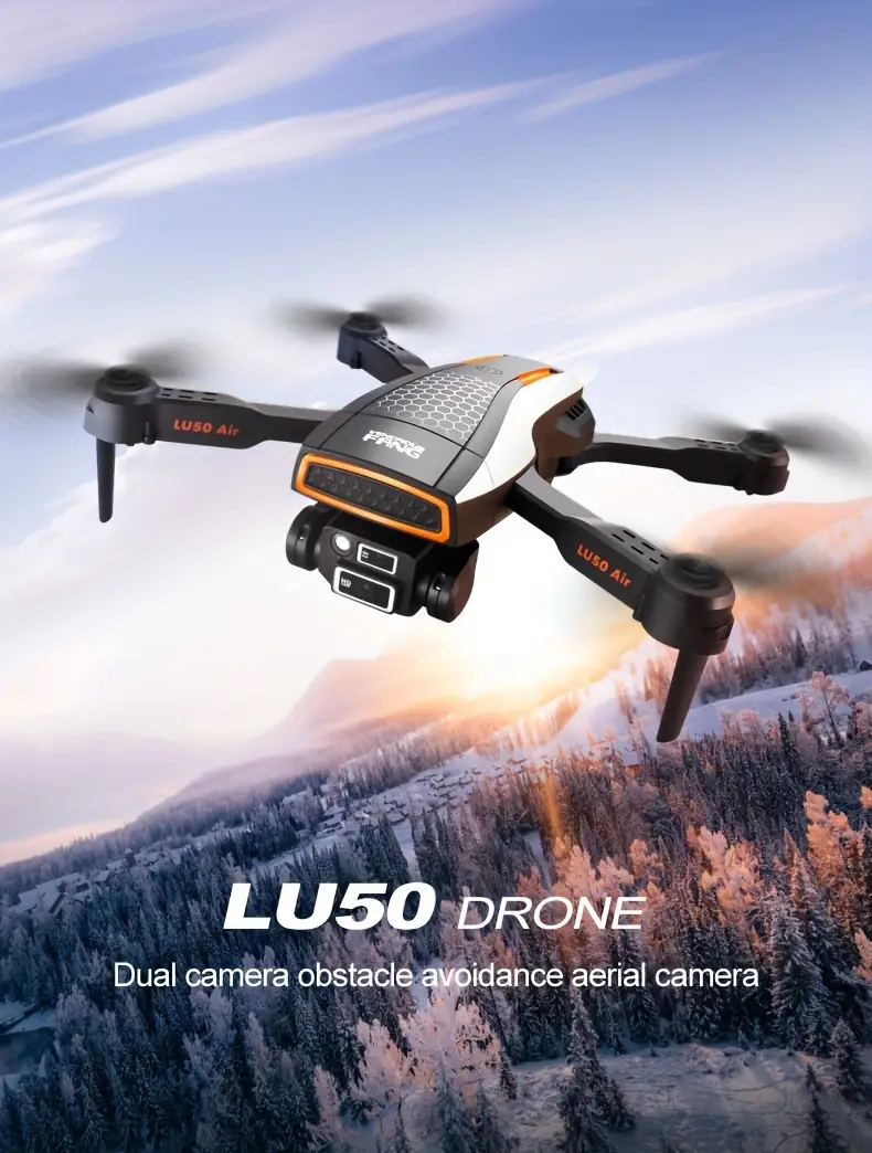 lu50 drone equipped with esc high definition hd electronic governor dual camera four sided obstacle avoidance cool lighting one key takeoff landing 360 rolling stunt details 1