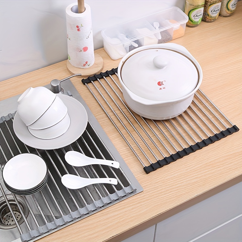 Sink Draining Rack Foldable Stainless Steel Shelf Retractable Water Filter