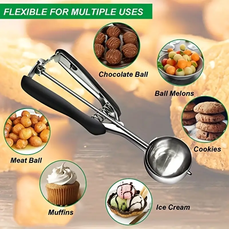 Stainless Steel Cookie Dough Spoon Set With Trigger Ice Cream Scoop And  Melon Ball Spoon - Perfect For Baking And Ice Cream Making - Temu United  Arab Emirates