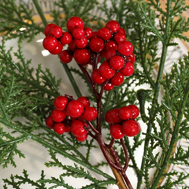 Artificial Pip Berry Branch Red Floral Picks Stems - Temu