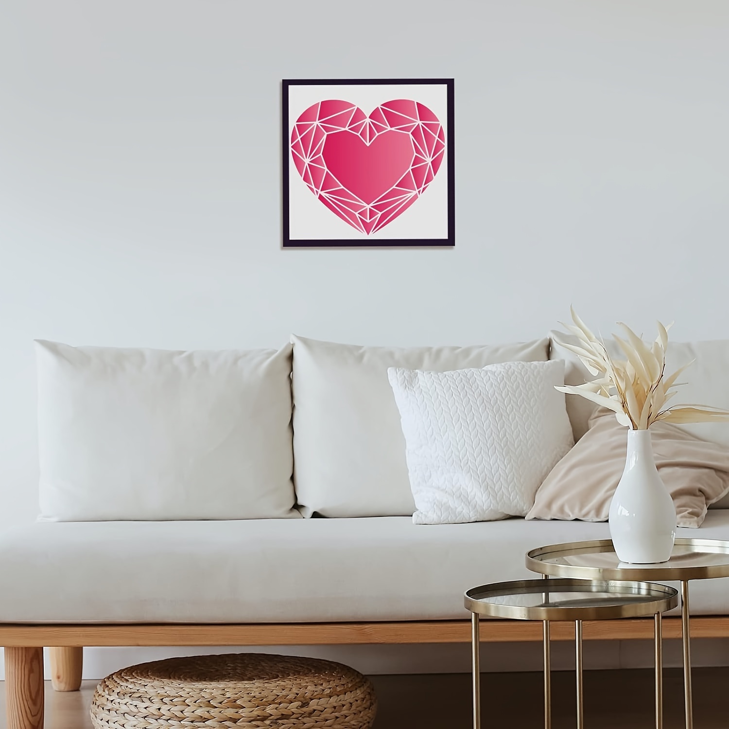 Love Heart Stencils Template 11.8x11.8inch Plastic Mandala Heart Drawing  Painting Stencils Square Reusable Stencils for Painting on Wood Floor Wall