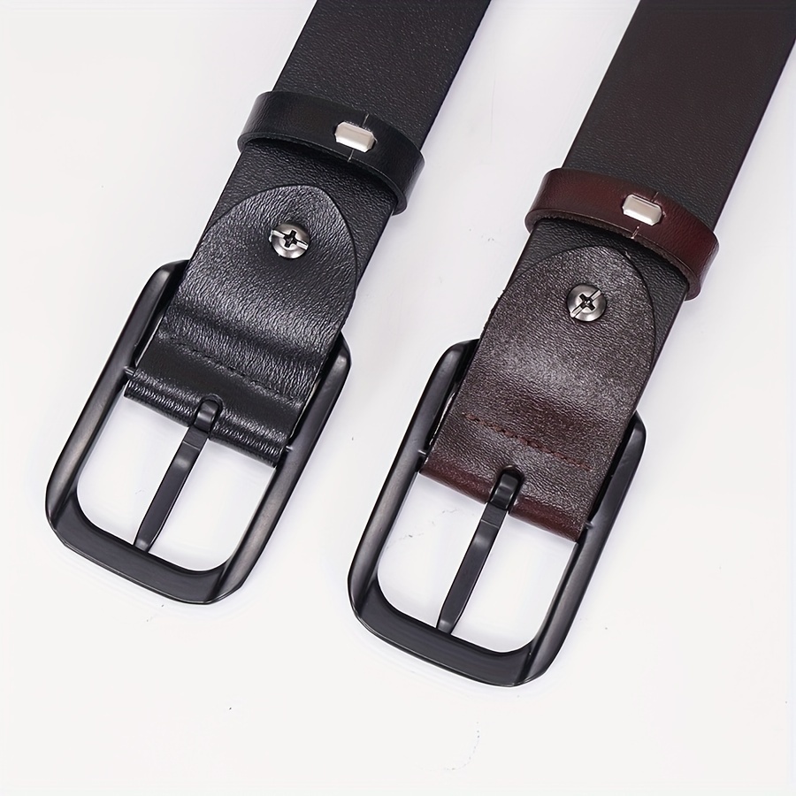 Plus Size Simple Leather Belt Classic Pin Buckle Solid Color - Temu Canada