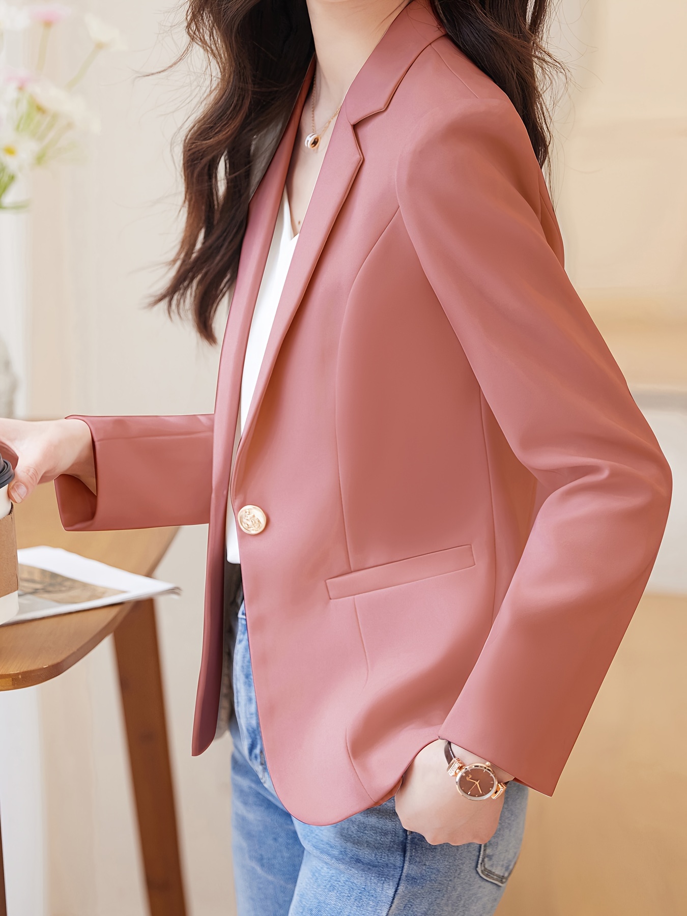 Florcoo Solid Color Long-Sleeved Ruffled Button Shirt Tops（3 colors）