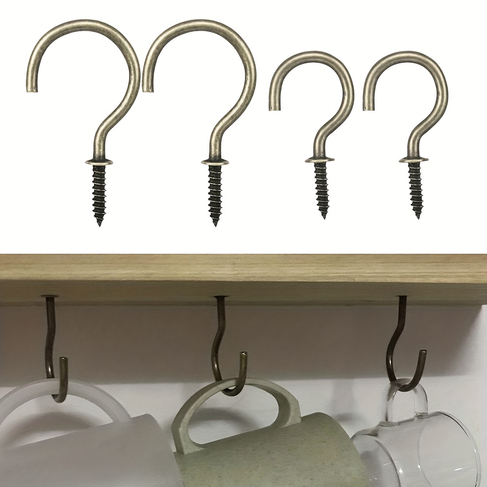 8/16pcs Screw Hooks, 1-1/2 Inch/2 Inch Bronze Cup Hooks, Screw In Mug  Hooks, Multi-Function Wall Hooks, Kitchen Hooks, Cup Hooks For Indoors  Outdoors
