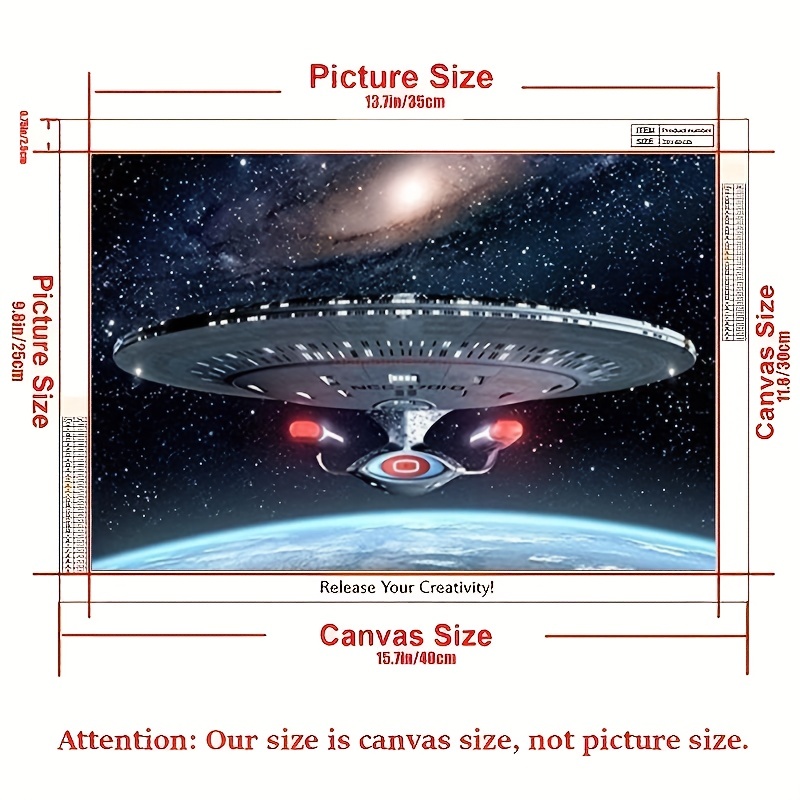 5D DIY Spaceship Diamond Painting Kit for Adults - Round Full Drill Diamonds