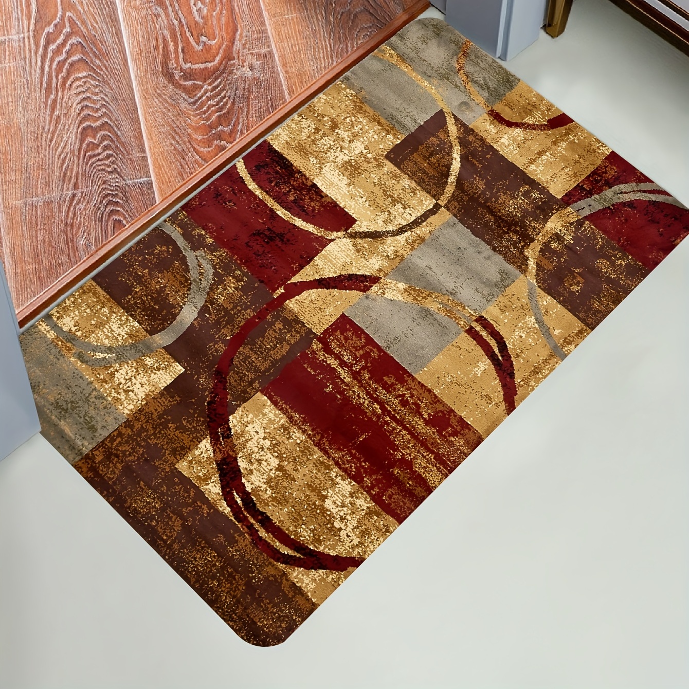 Circular Arc Geometric Mosaic Area Rugs Soft Non Slip Washable Carpet