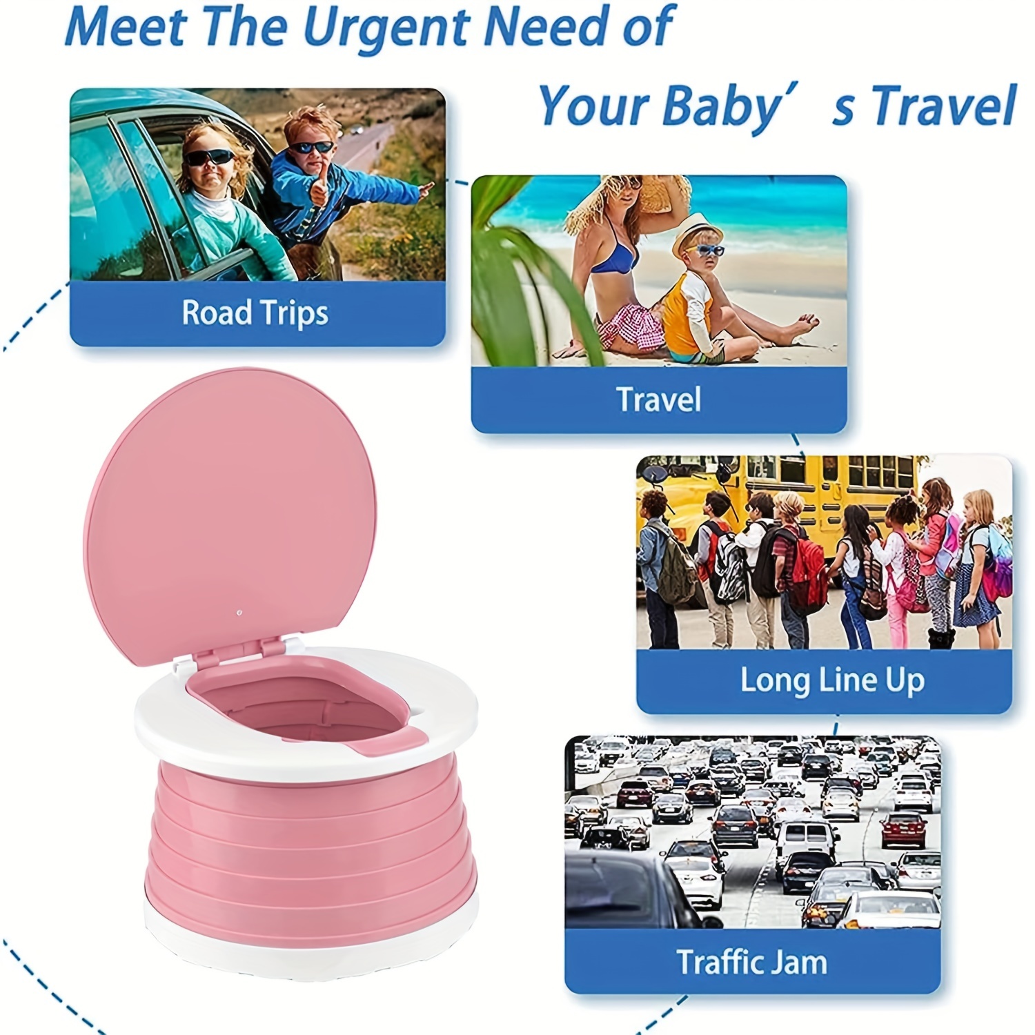 Pot de toilette pour enfants et bébés à partir de 1 an - Pot de voyage  pliable