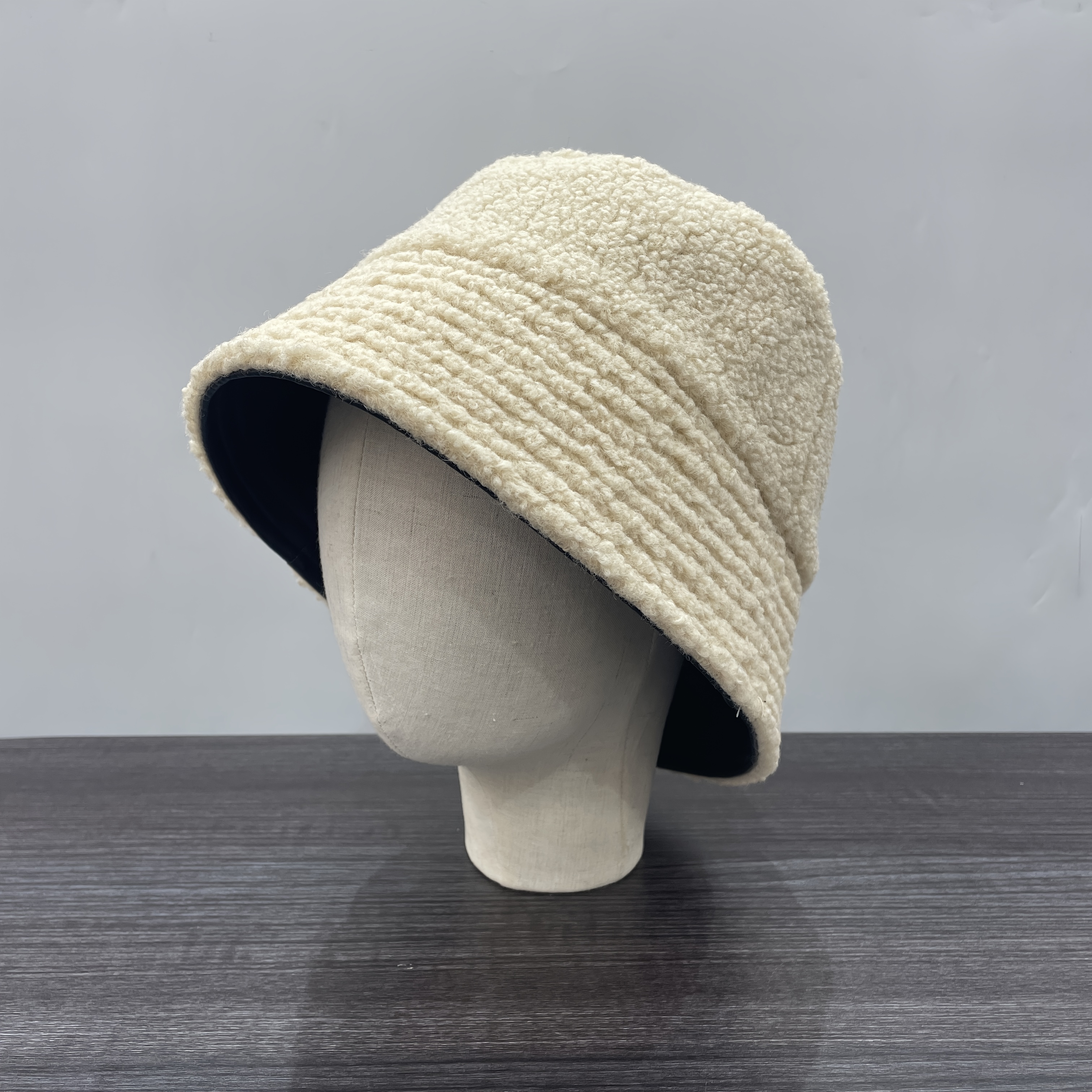 Prada: White Shearling Bucket Hat