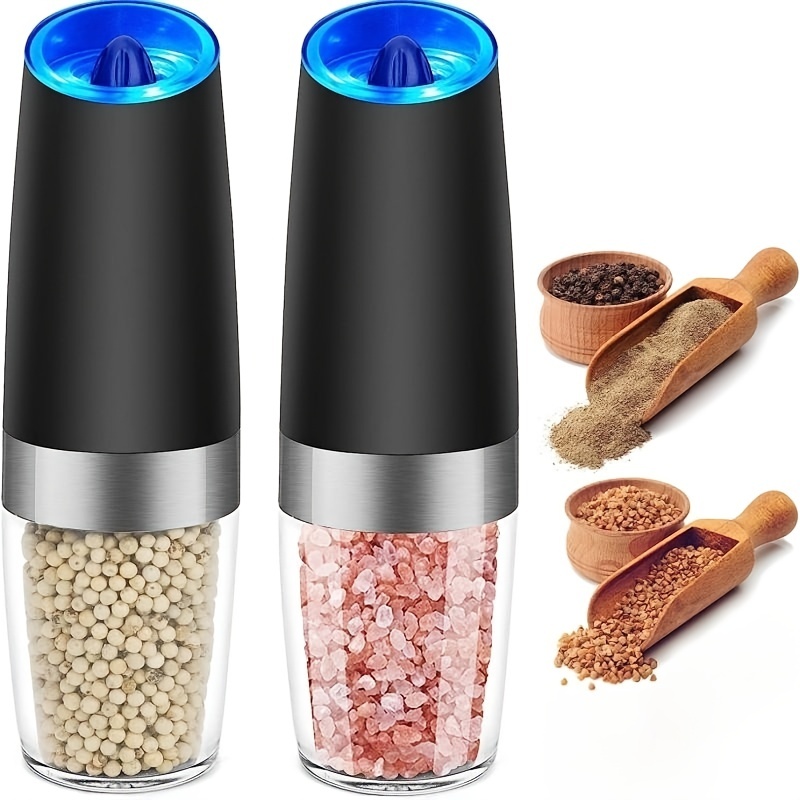 Pepper Grinder, Gravity Electric Pepper Mill, Adjustable Spice Grinder,  Automatic Pepper Mill With Led Light, Reusable Battery Powered Pepper  Crusher For Kitchen Camping Picnic Camping, Kitchen Gadgets, Chrismas  Gifts, Halloween Gifts 