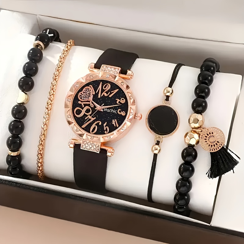 Set 5 Pièces Montre Tour Eiffel Quartz Luxe Pour Femmes + Bijoux - Neuf Avec Étiquettes