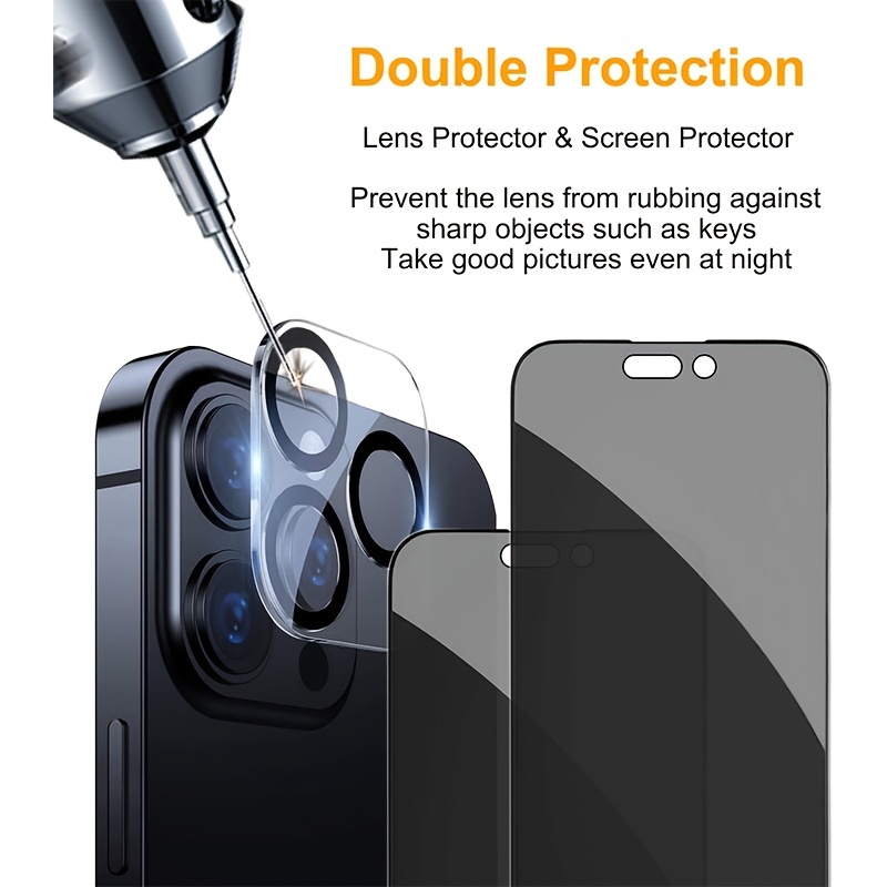 pehael Paquete de 2 + 1 protector de pantalla de privacidad para iPhone 11  Pro/iPhone Xs/iPhone X/iPhone 10 Película de vidrio templado antiespía