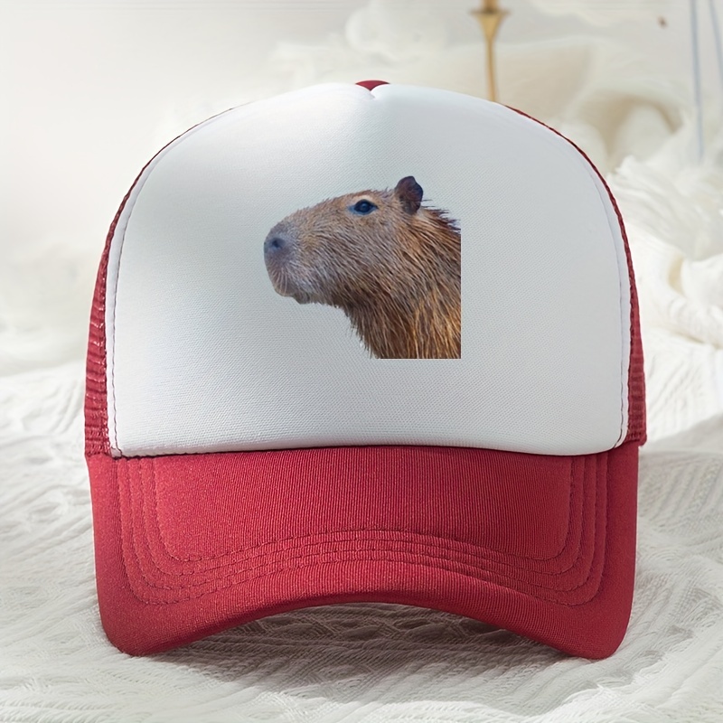 Capybara Print Baseball Cap Mesh Trucker Hat