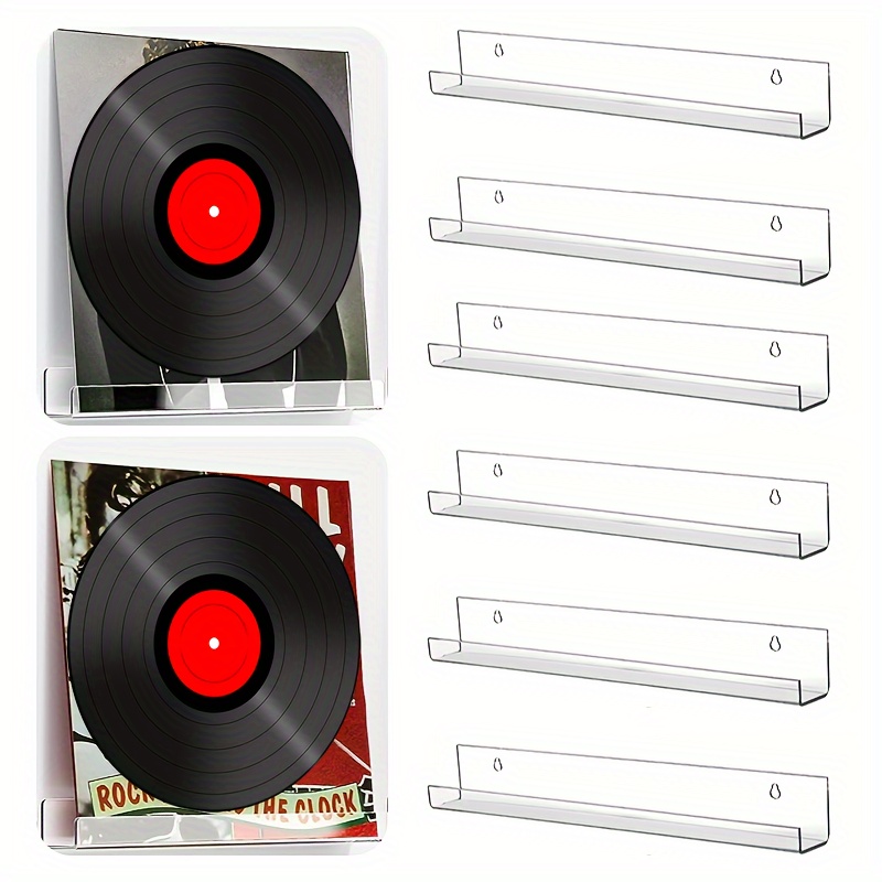 1PC Acrylic Record Shelf Invisible Clear Wall Mount Vinyl Holder