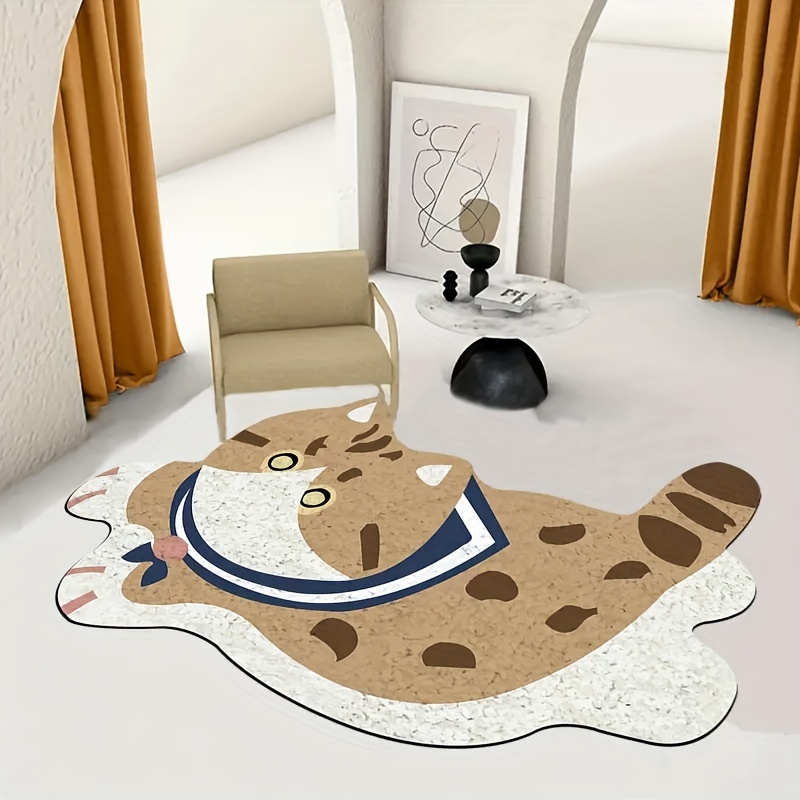 Cartoon Cat Rug Bedroom Bedside Carpet Irregular Cute Children's