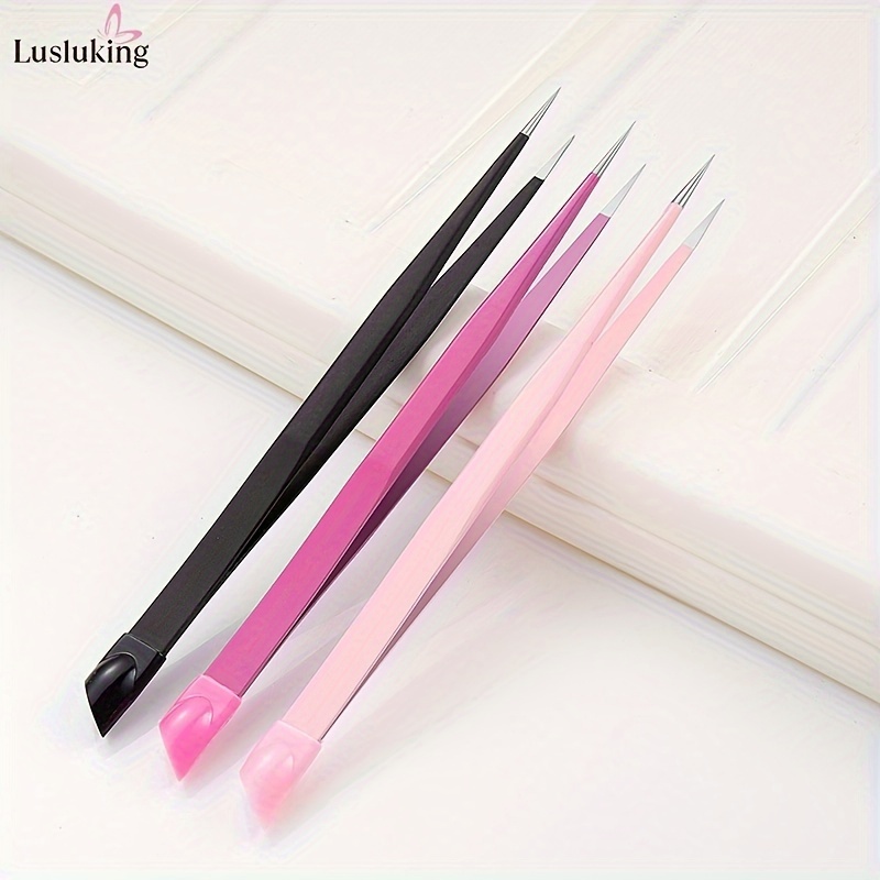 Double Ended Silicone Nail Art Tweezers With Pressing Head - Temu