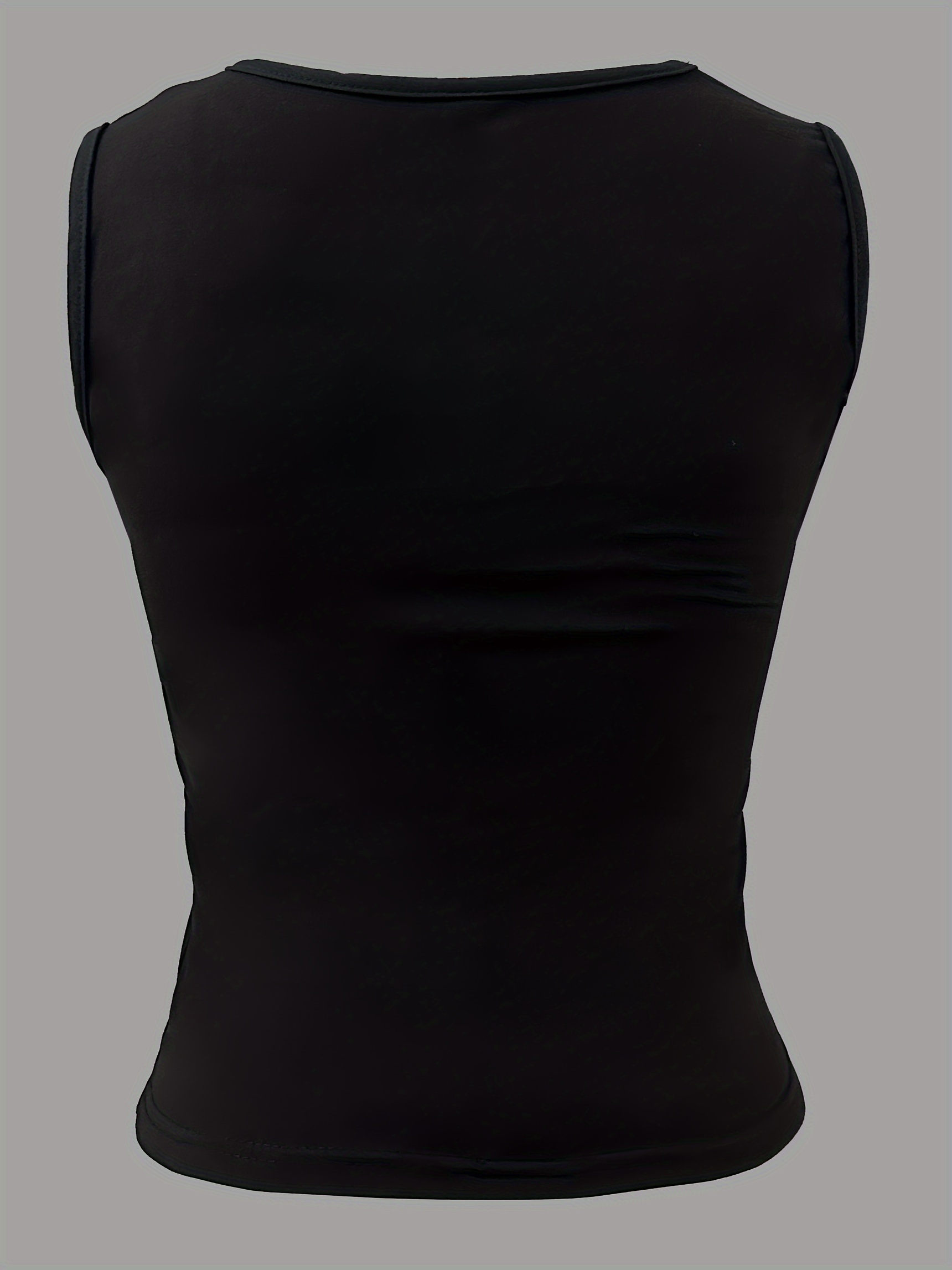 Solid Cut Out Tank Top, Sleeveless Crew Neck Casual Top, Women's Clothing