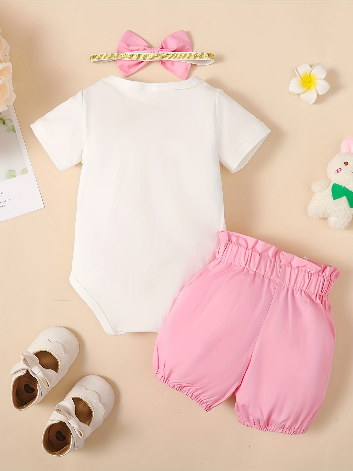 HESHENG Toddler Kids Baby Girls Easter Outfits Short Sleeve Rabbit