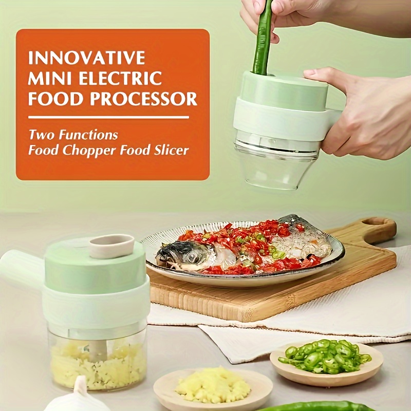 4 in 1 Portable Electric Vegetable Cutter Set, Mini Wireless Food  Processor,Garlic Chili Onion Celery