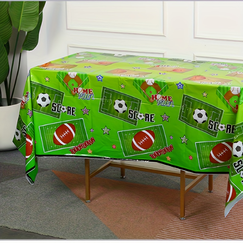 Gatherfun Football Theme Party Disposable Tablecloth Plastic Touchdown Table Cover for Birthday Party Super Bowl Tailgate Dec