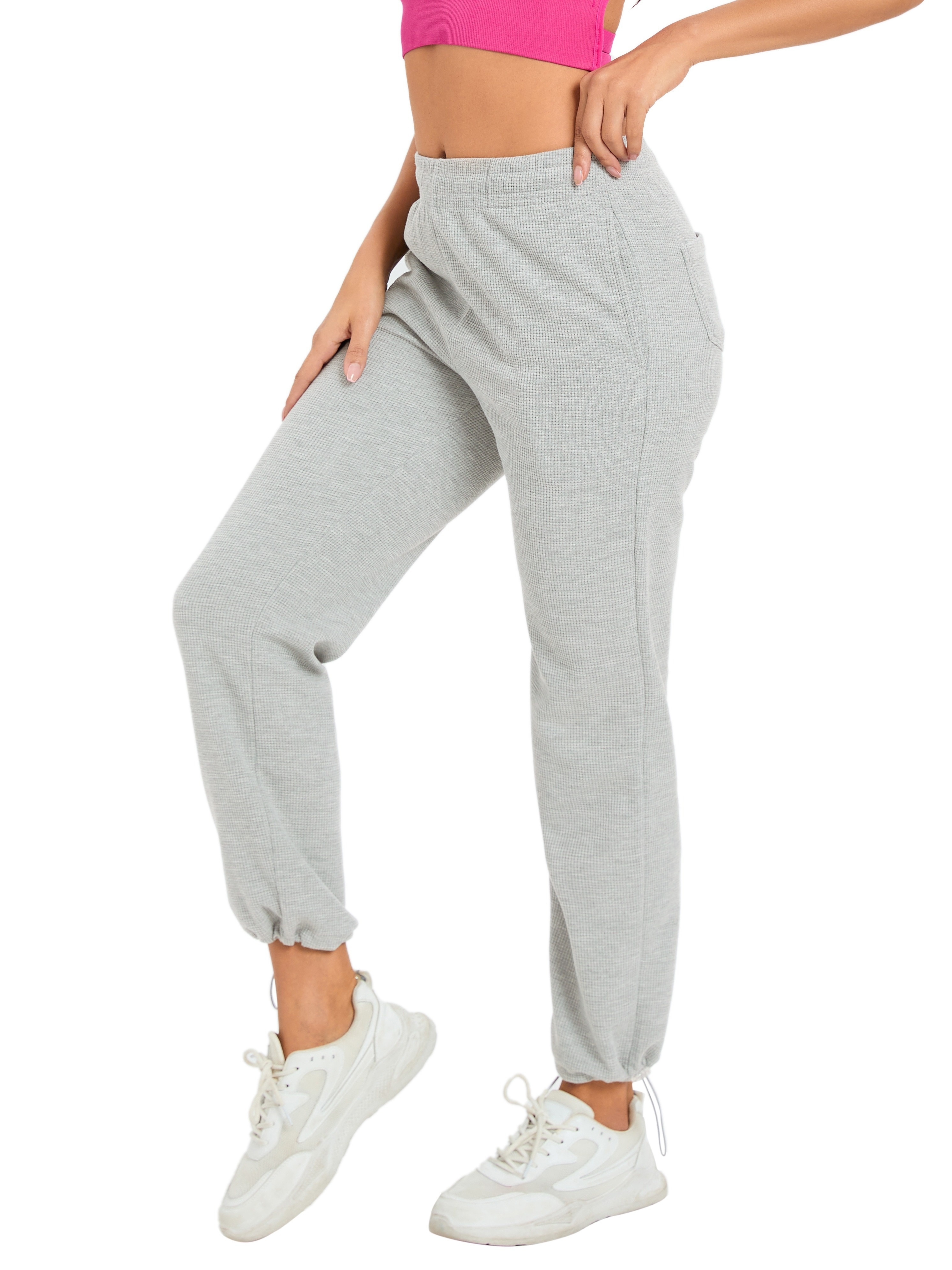 Solid Waffle Jogger Pants Casual Elastic Waist Sporty Pants - Temu